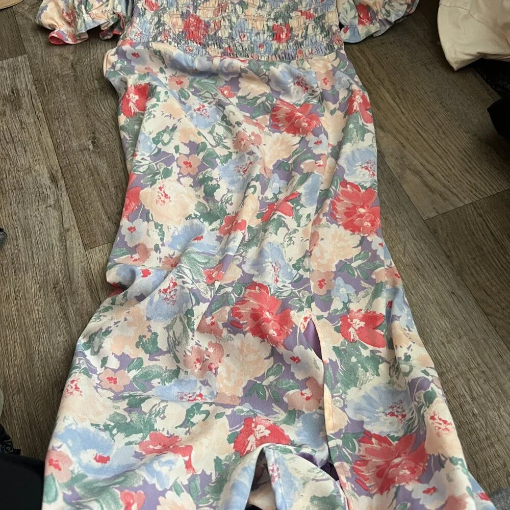 Astr Puff Sleeve Midi Floral Dress size M - Picture 6 of 15